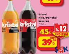 KRİSTAL KOLA/PORTAKAL ŞEKERSİZ 2,5 L
